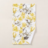 Motif d'aquarelle jaune et blanc Magnolia Blossom (Serviette à main)