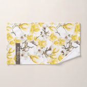 Motif d'aquarelle jaune et blanc Magnolia Blossom (Serviette à main)