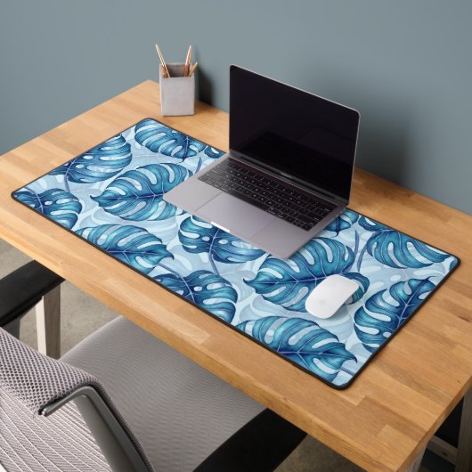 Motif d'aquarelle Monstera bleu (Bureau 2)