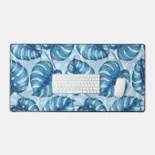 Motif d'aquarelle Monstera bleu (Clavier et souris)