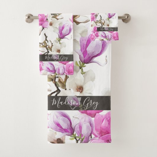 Motif d'aquarelle rose et blanc Magnolia Blossom (En situation)