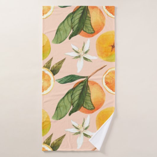 Motif d'aquarelle transparente avec mandarines (Serviette de bain)