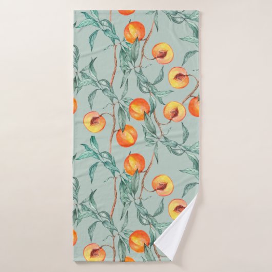 Motif d'aquarelle transparente avec pêches et bran (Serviette de bain)