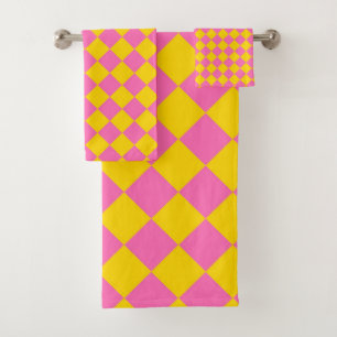 Motif d'arlequins carrosserie rose-jaune