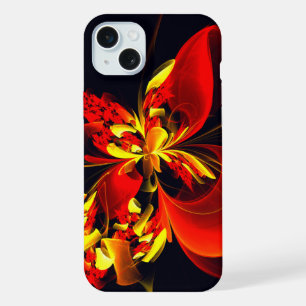Motif d'art abstrait moderne floral jaune rouge #1
