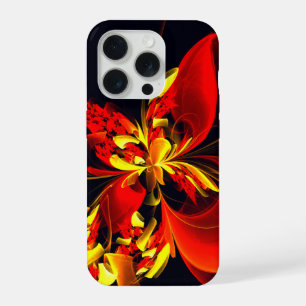 Motif d'art abstrait moderne floral rouge jaune #1