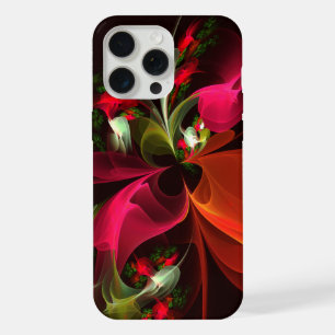 Motif d'art abstrait moderne floral rouge vert #02
