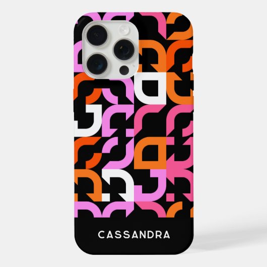 Motif d'art du Midsiècle noir rose chaud (Verso)