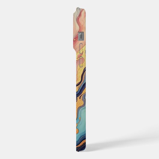 Motif d'art en marbre d'or rose bleu foncé Aqua (Côté gauche)