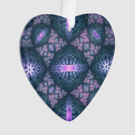 motif d'art fractal 3D Turquoise Purple Pink Heart (devant)