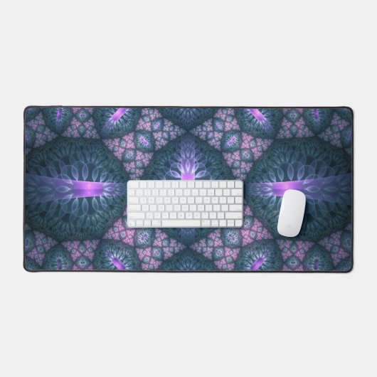 motif d'art fractal 3D Turquoise violet rose (Clavier et souris)