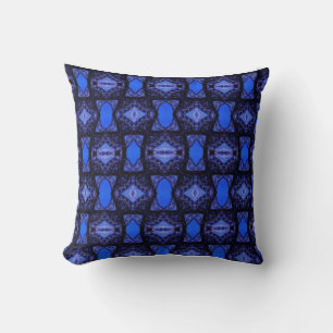 Motif d'art géométrique oreiller bleu