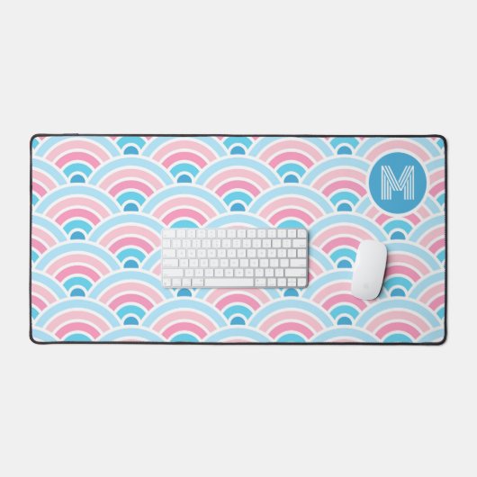 Motif d'art Pastel Blush Pink Blue Waves (Clavier et souris)