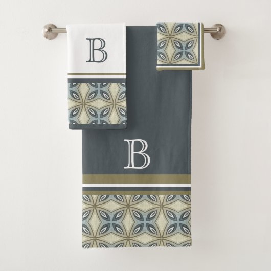 Motif d'art personnalisé Beige Brown Gris Bleu Orn (En situation)