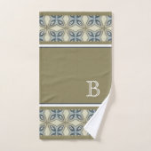 Motif d'art personnalisé Beige Brown Gris Bleu Orn (Serviette à main)