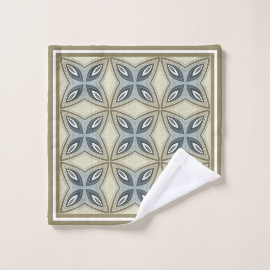 Motif d'art personnalisé Beige Brown Gris Bleu Orn (Gant de toilette)