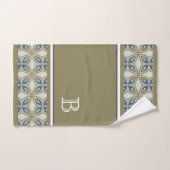 Motif d'art personnalisé Beige Brown Gris Bleu Orn (Serviette à main)