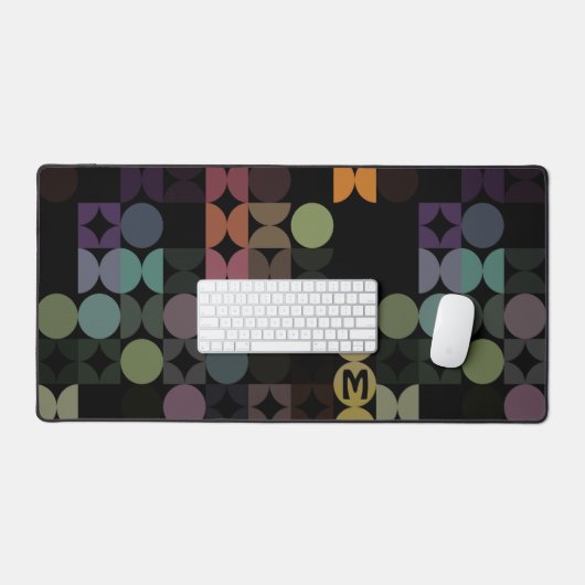 Motif d'art pop noir Brown bleu rétro Turquoise (Clavier et souris)