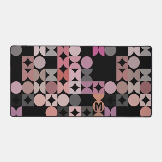 Motif d'art pop rose rose noir rétro Mauve (Recto)