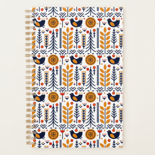 Motif d'art populaire aux oiseaux d'automne