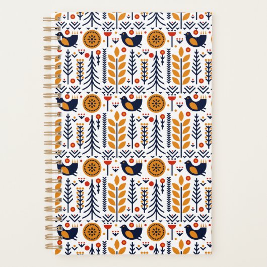 Motif d'art populaire aux oiseaux d'automne (Devant)