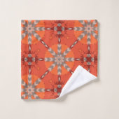 Motif d'art populaire de Bohème rouge orange gris (Gant de toilette)