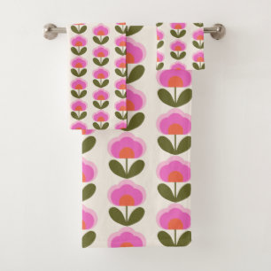 Motif d'art scandinave aux fleurs roses
