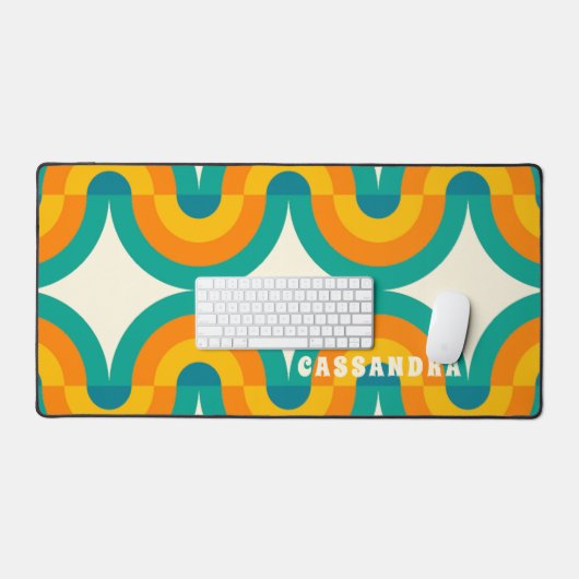 Motif d'art Turquoise bleu  orange personnalisé (Clavier et souris)