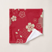 motif d'Asie rouge aux fleurs de printemps (Gant de toilette)