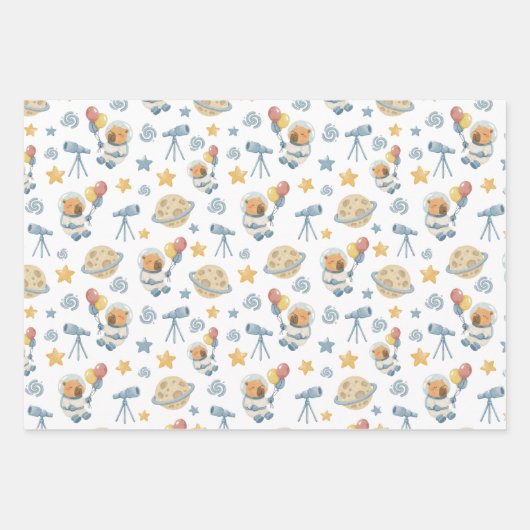 Motif d'astronaute Capybara - Feuilles papier enve (Devant)