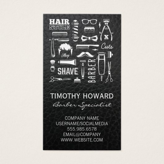 Motif d'atelier de coiffure | Cuir (Devant)