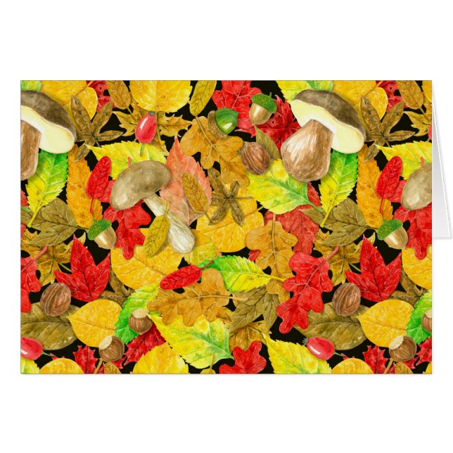 Motif d'automne aquarelle (Devant horizontal)