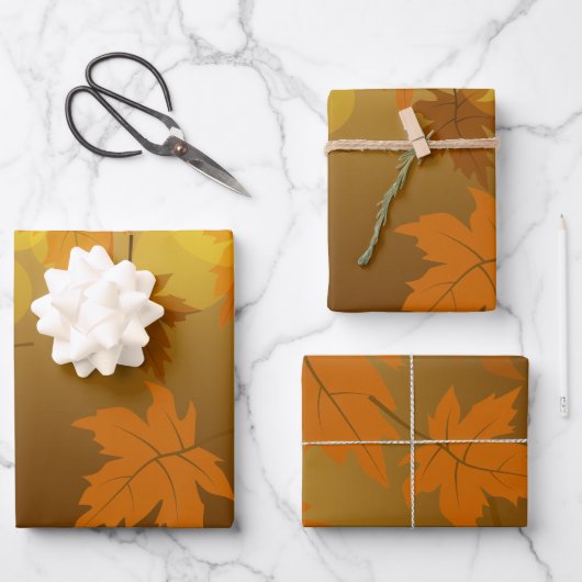 Motif d'automne avec feuilles d'érable en chute et (Recto)