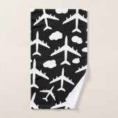 Motif d'avion Black Flying (Serviette à main)