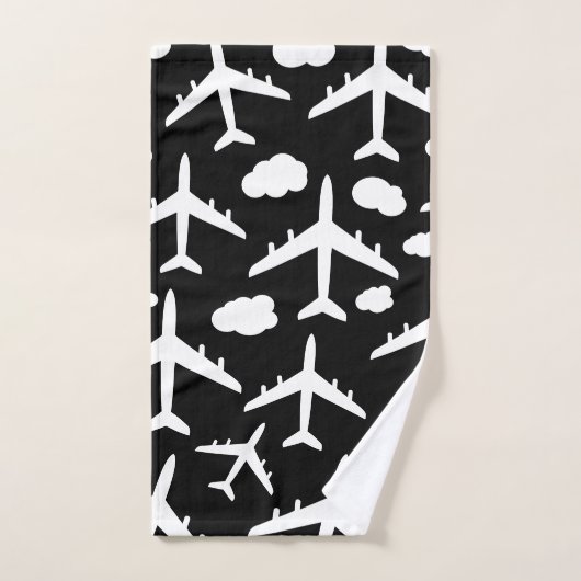 Motif d'avion Black Flying (Serviette à main)