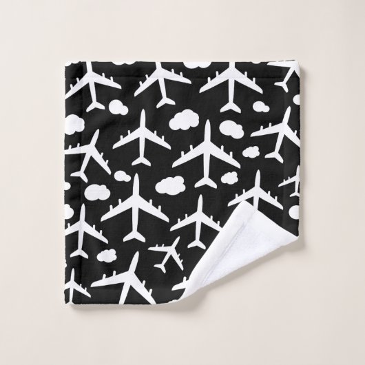 Motif d'avion Black Flying (Gant de toilette)
