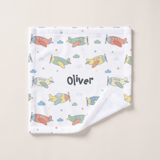 Motif d'avion fantaisiste (Gant de toilette)