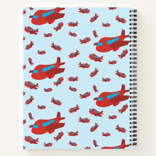 Motif d'avion rouge et bleu Nom du carnet de notes (Dos)