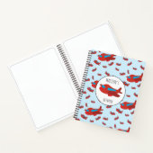 Motif d'avion rouge et bleu Nom du carnet de notes (Intérieur)