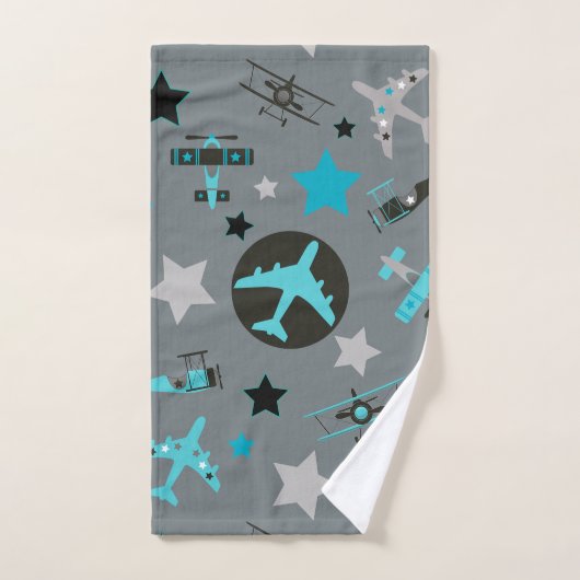 Motif d'avions gris bleu personnalisé (Serviette à main)
