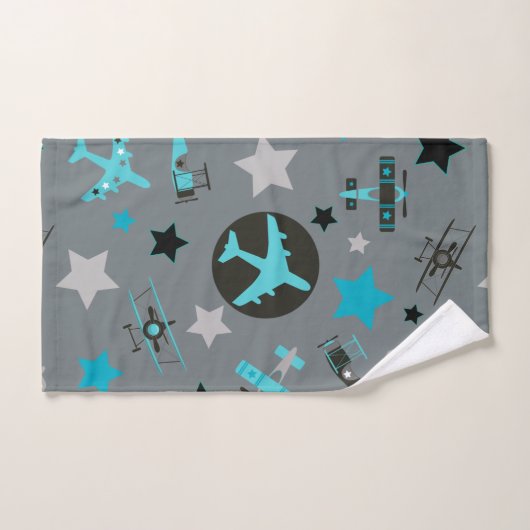Motif d'avions gris bleu personnalisé (Serviette à main)