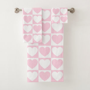 Motif de À damiers rose pâle et blanc aux coeurs