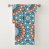 Motif de bain mandala corail sarcelle (En situation)