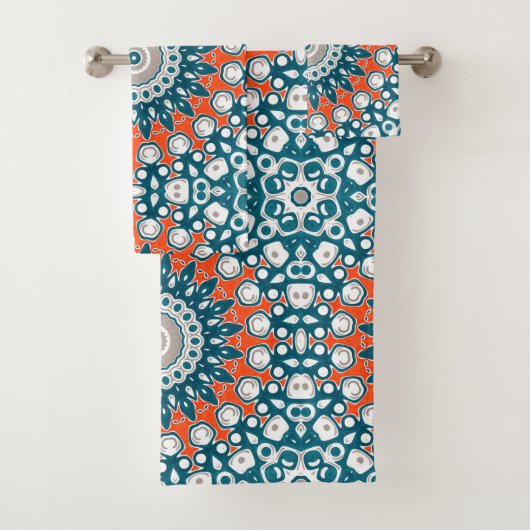 Motif de bain mandala corail sarcelle (En situation)