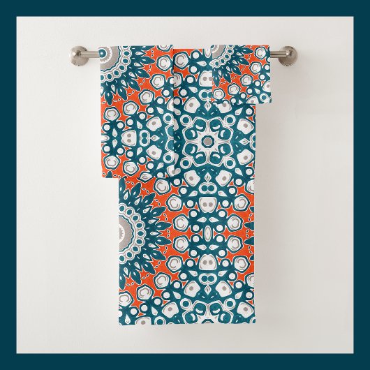 Motif de bain mandala corail sarcelle