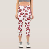 Motif de baisers à lèvres rouges Capri Leggings ha (Recto)