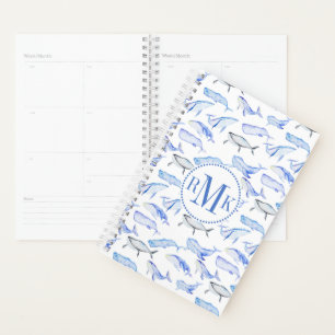 Motif de baleine bleu aquarelle