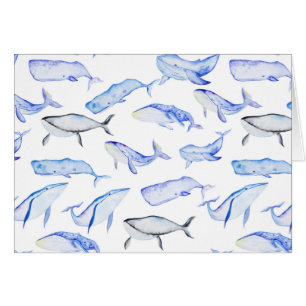 Motif de baleine bleue d'aquarelle