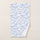 Motif de baleine bleue d'aquarelle (Serviette à main)