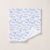 Motif de baleine bleue d'aquarelle (Gant de toilette)